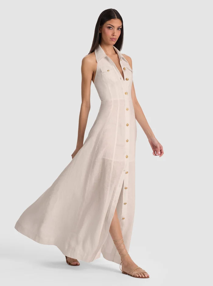 KENDALL LINEN MAXI DRESS in OATMEAL