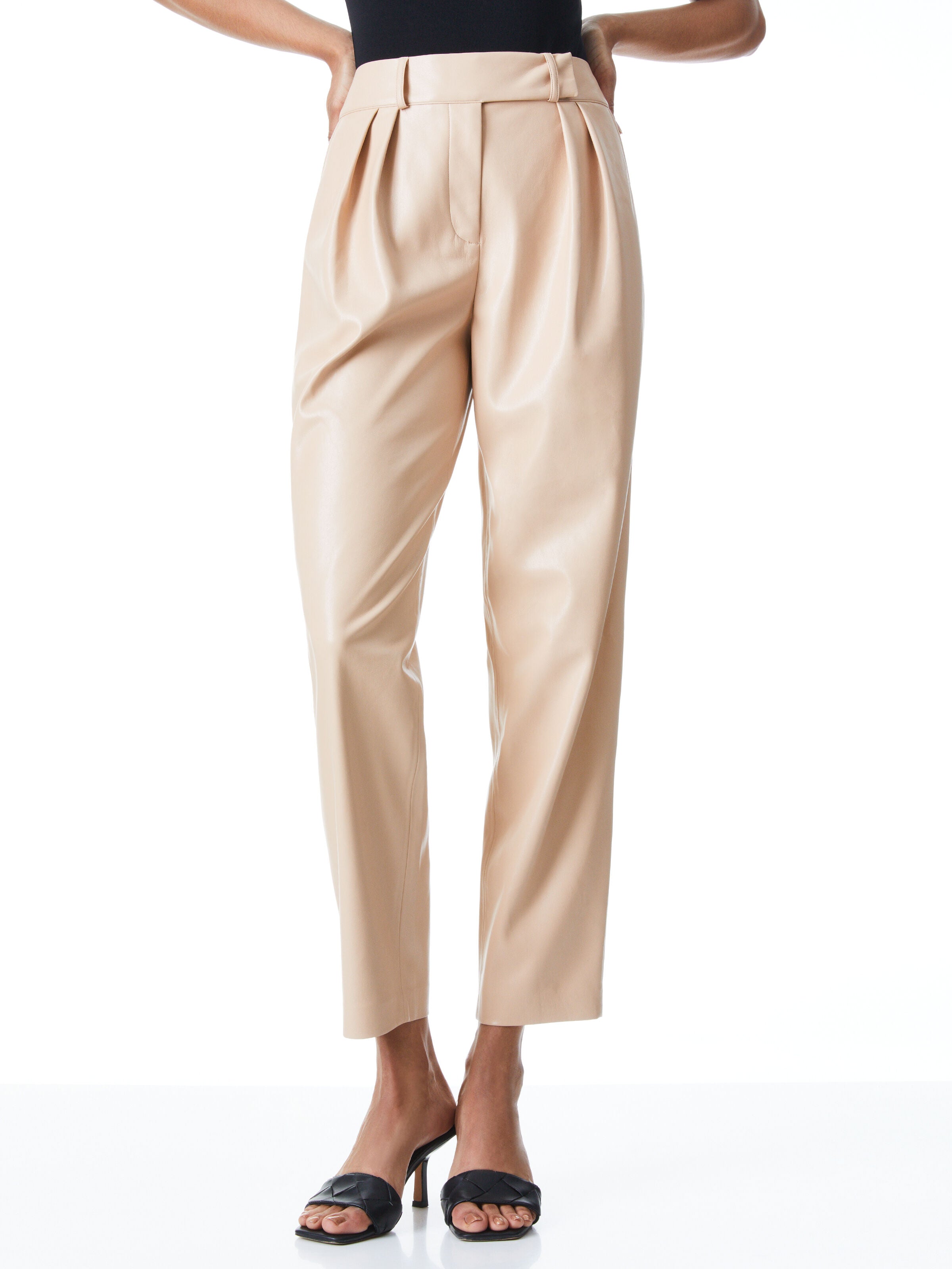 PANTALONI SHELBY A VITA ALTA IN PELLE VEGAN
