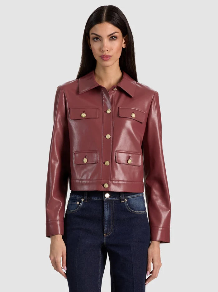 ALEX VGN LTHR COLLARED BOXY JACKET