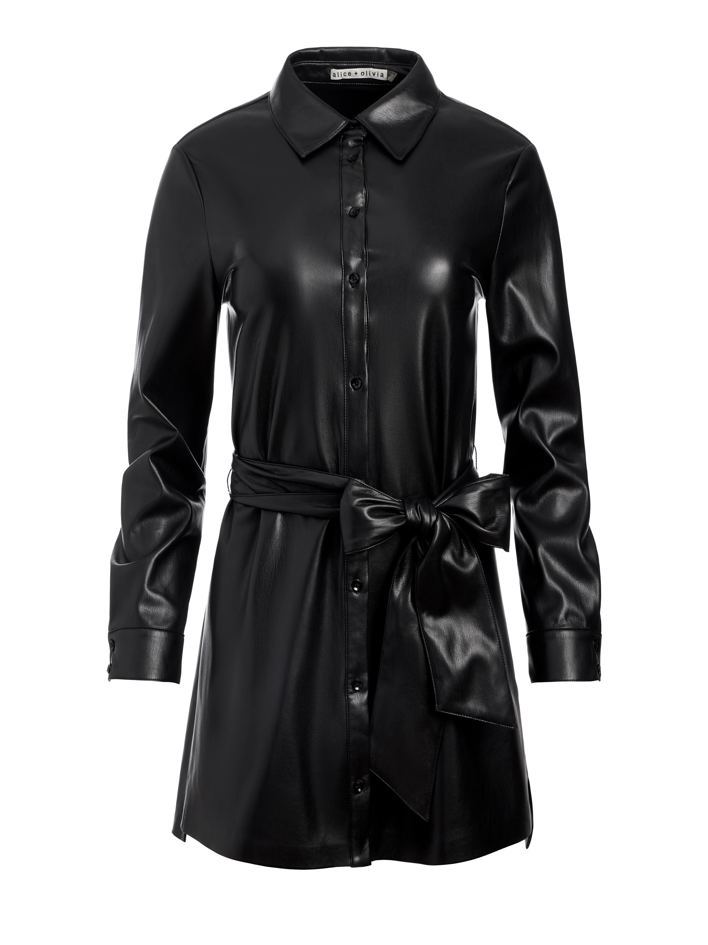Vestito-camicia corto in pelle vegana CHASSIDY