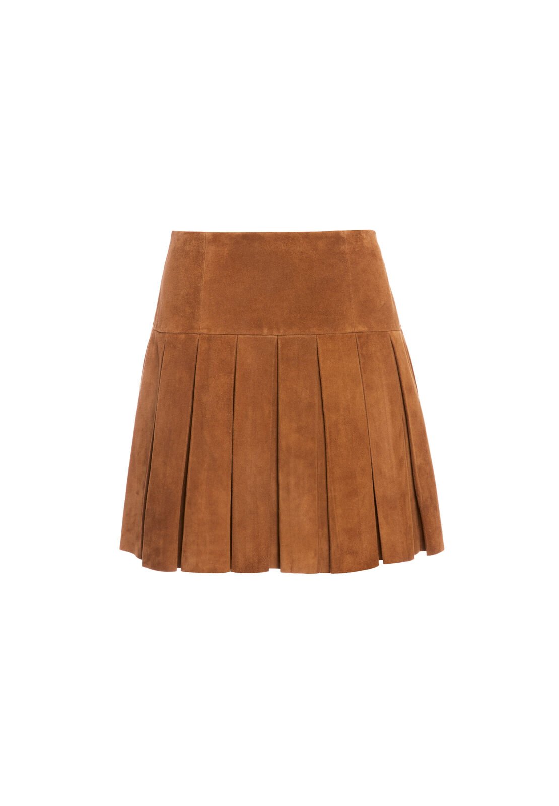 EMILIE PLEATED SUEDE MINI SKIRT