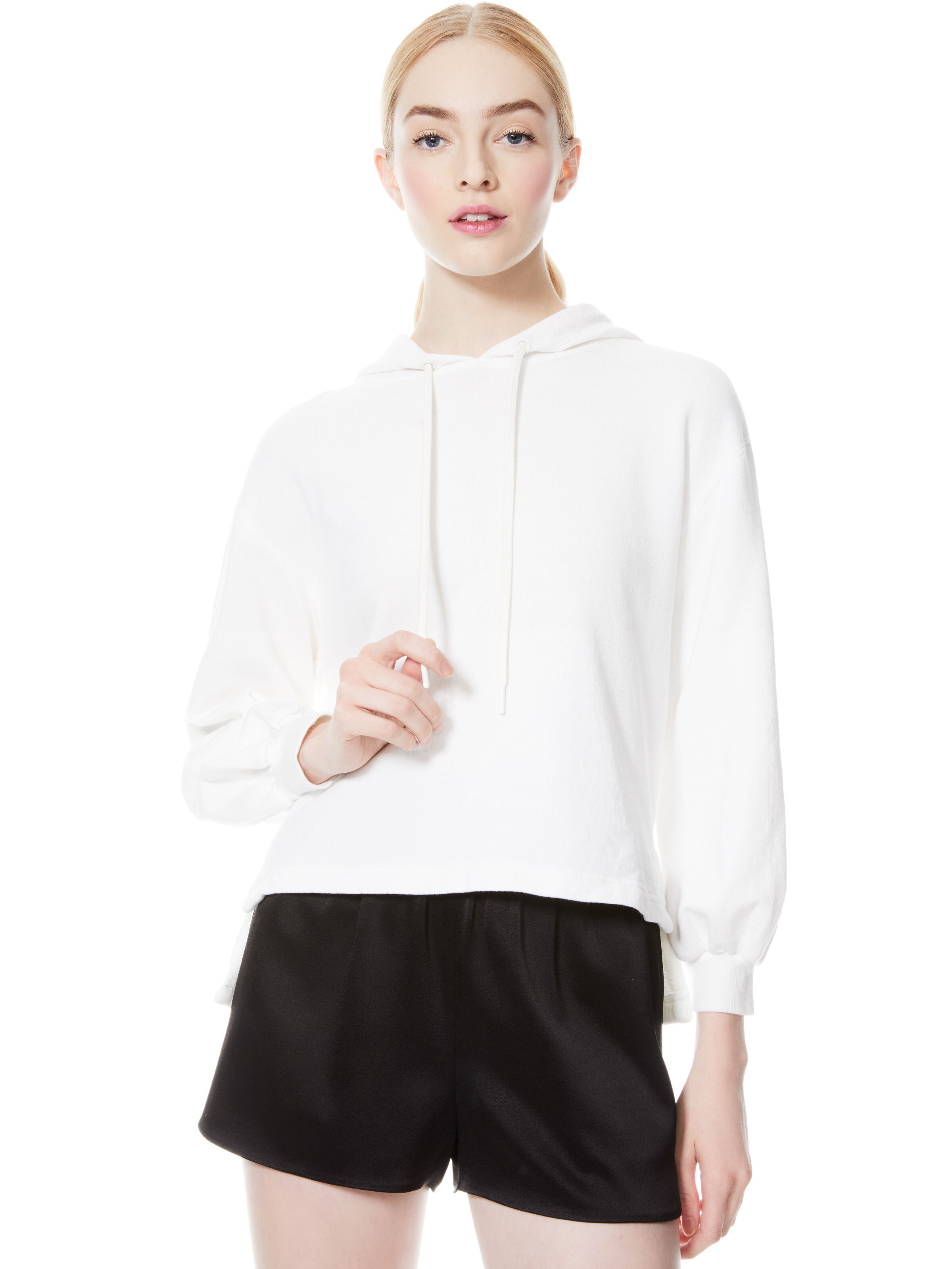 ELAINE COWL BK BLSN SLV HOODIE