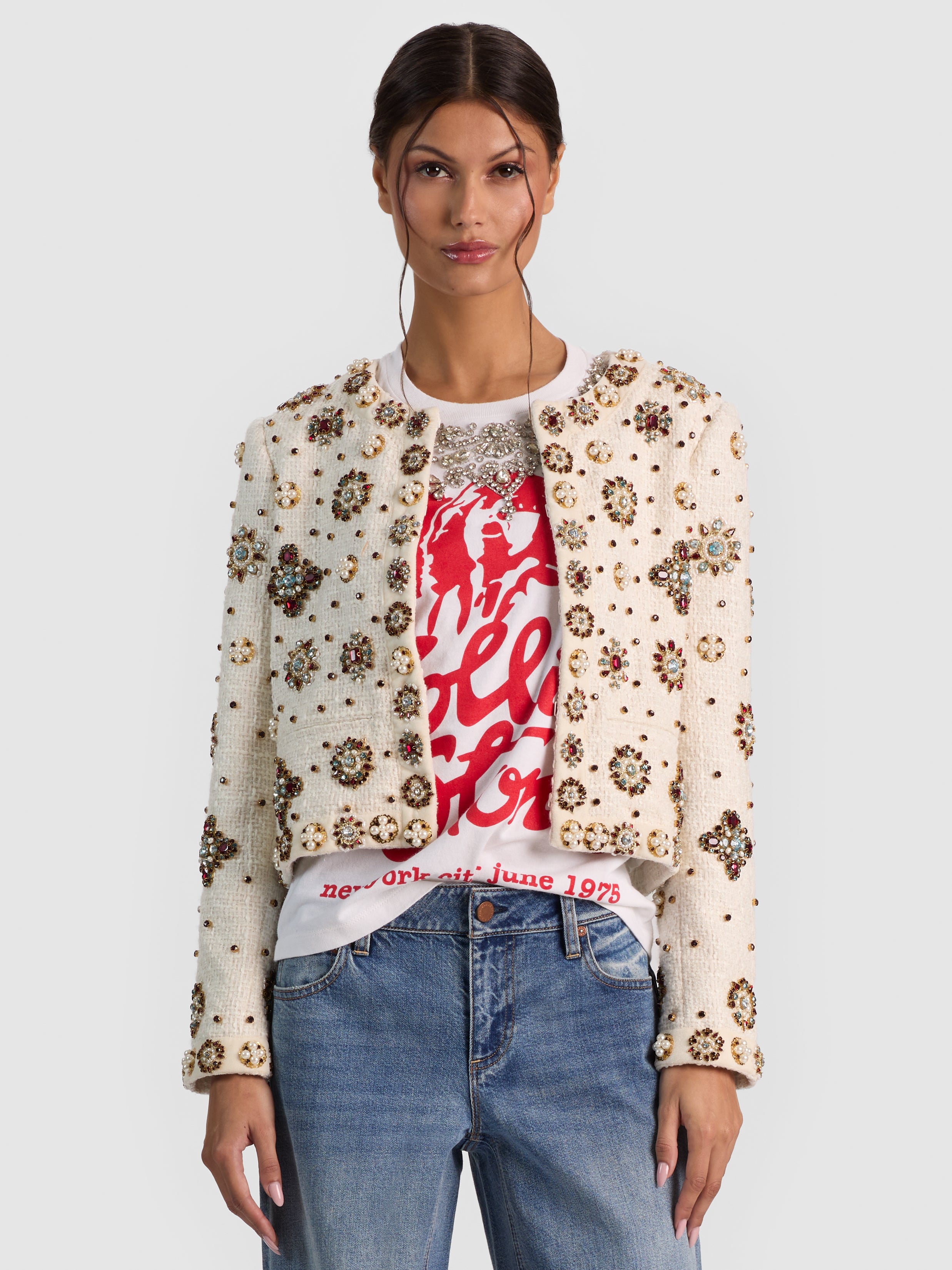 LANDON EMBELLISHED BOX JACKET-OFF WHITE/MULTI-ALICE + OLIVIA