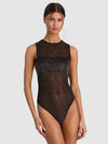 BODY-GAINE SANS MANCHES COL ROND BANDEAU – NOIR/HÉMATITE-ALICE + OLIVIA