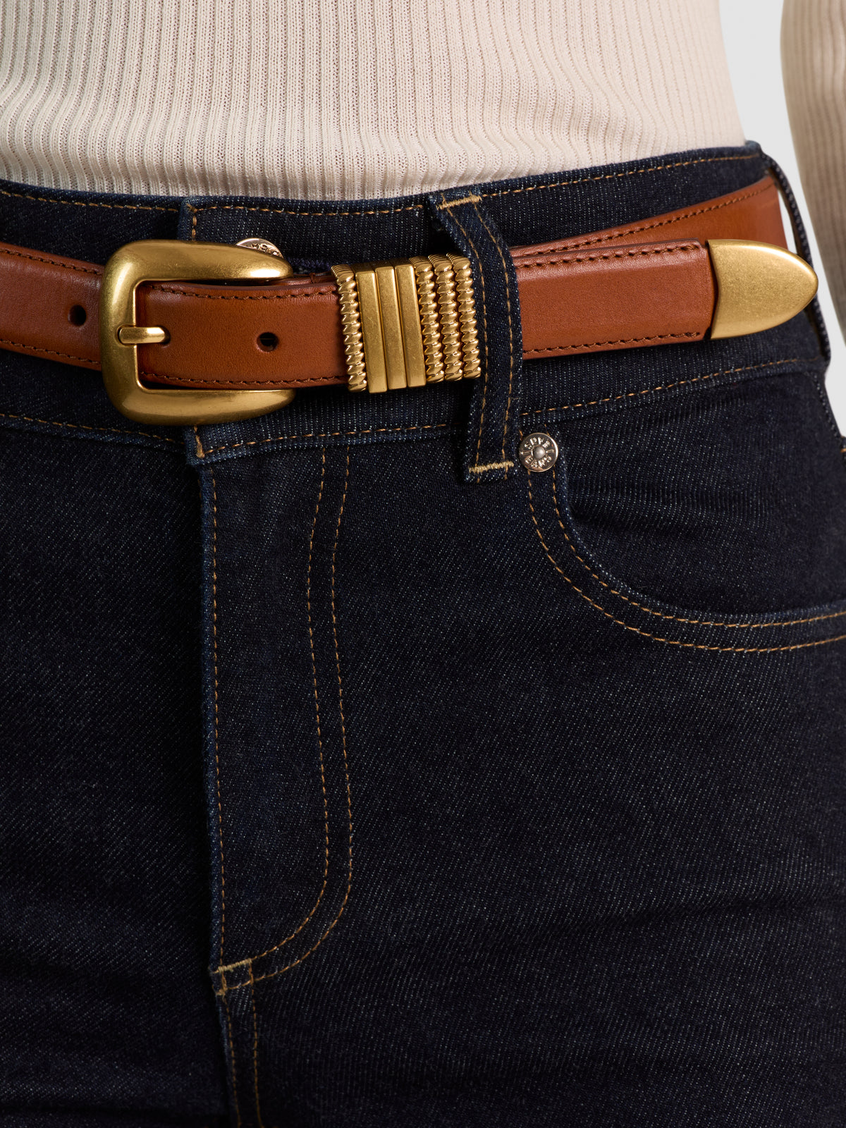 HAYDEN GILDED BELT - CAMEL/GOLD