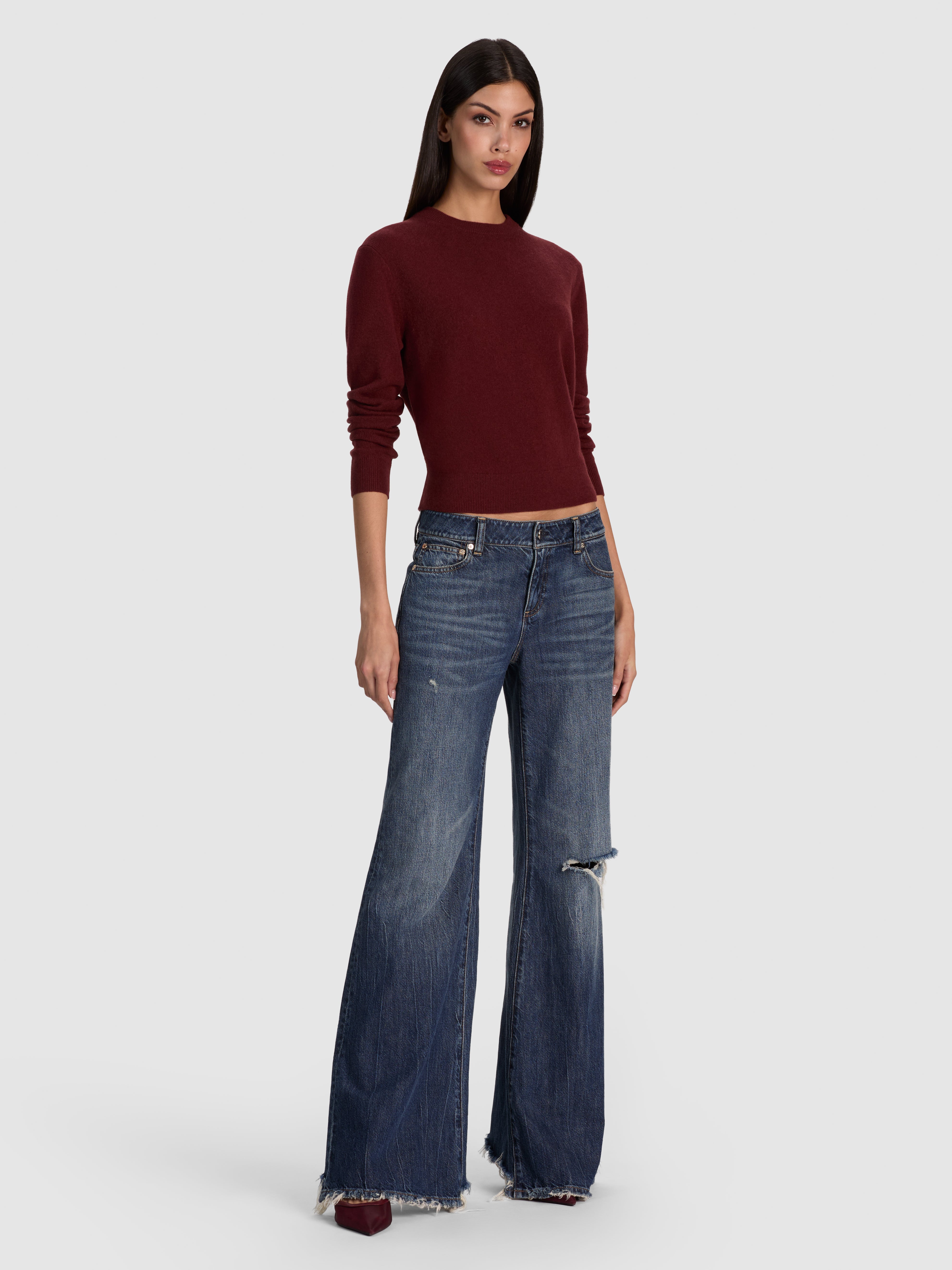 トップス APRIORI Cashmere PULLOVER S SCOTTIE CASHMERE PULLOVER in COGNAC | ALICE + OLIVIA