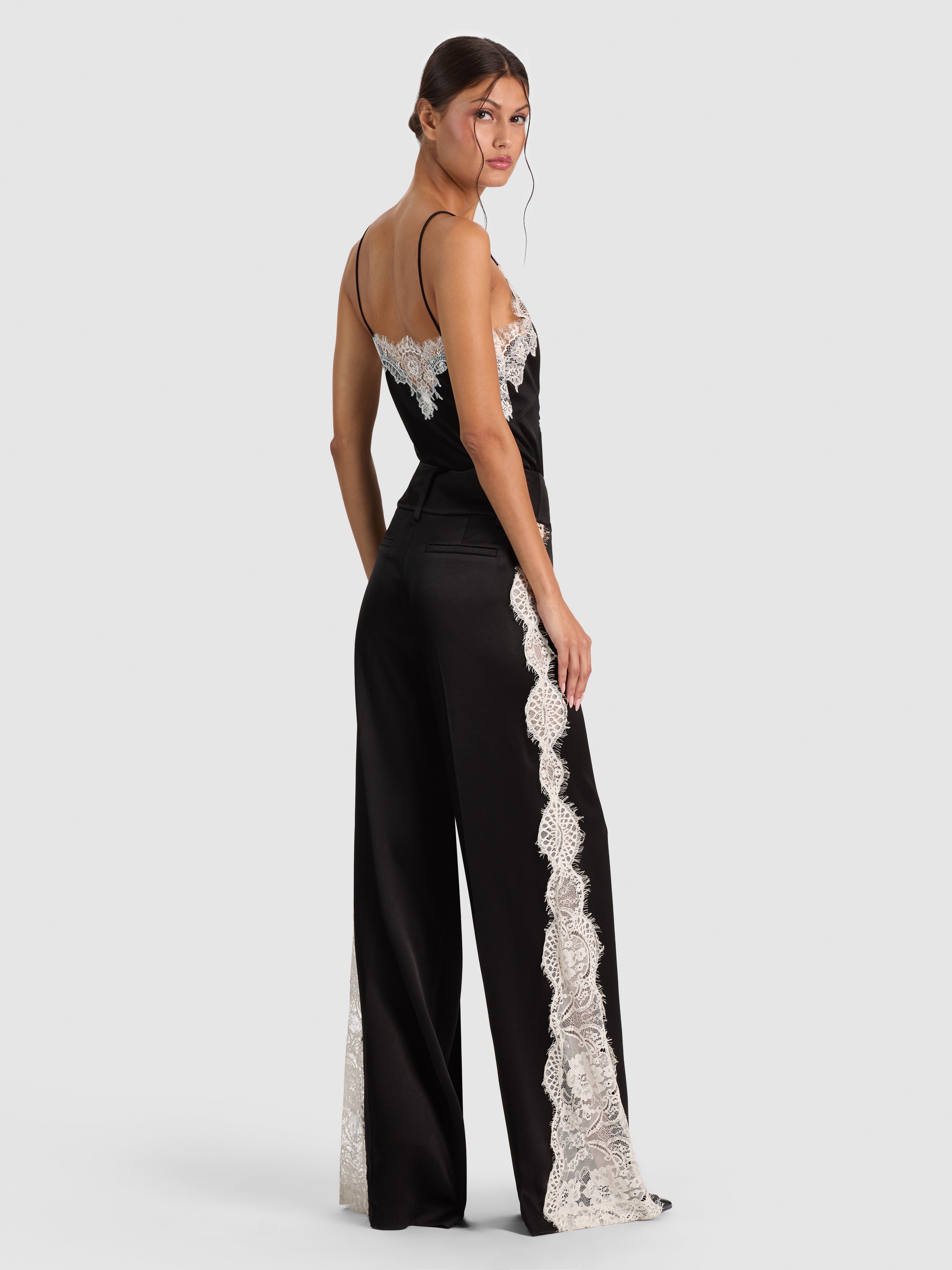 OLIVIA WIDE LEG LACE PANT-BLACK/CHINO-ALICE + OLIVIA