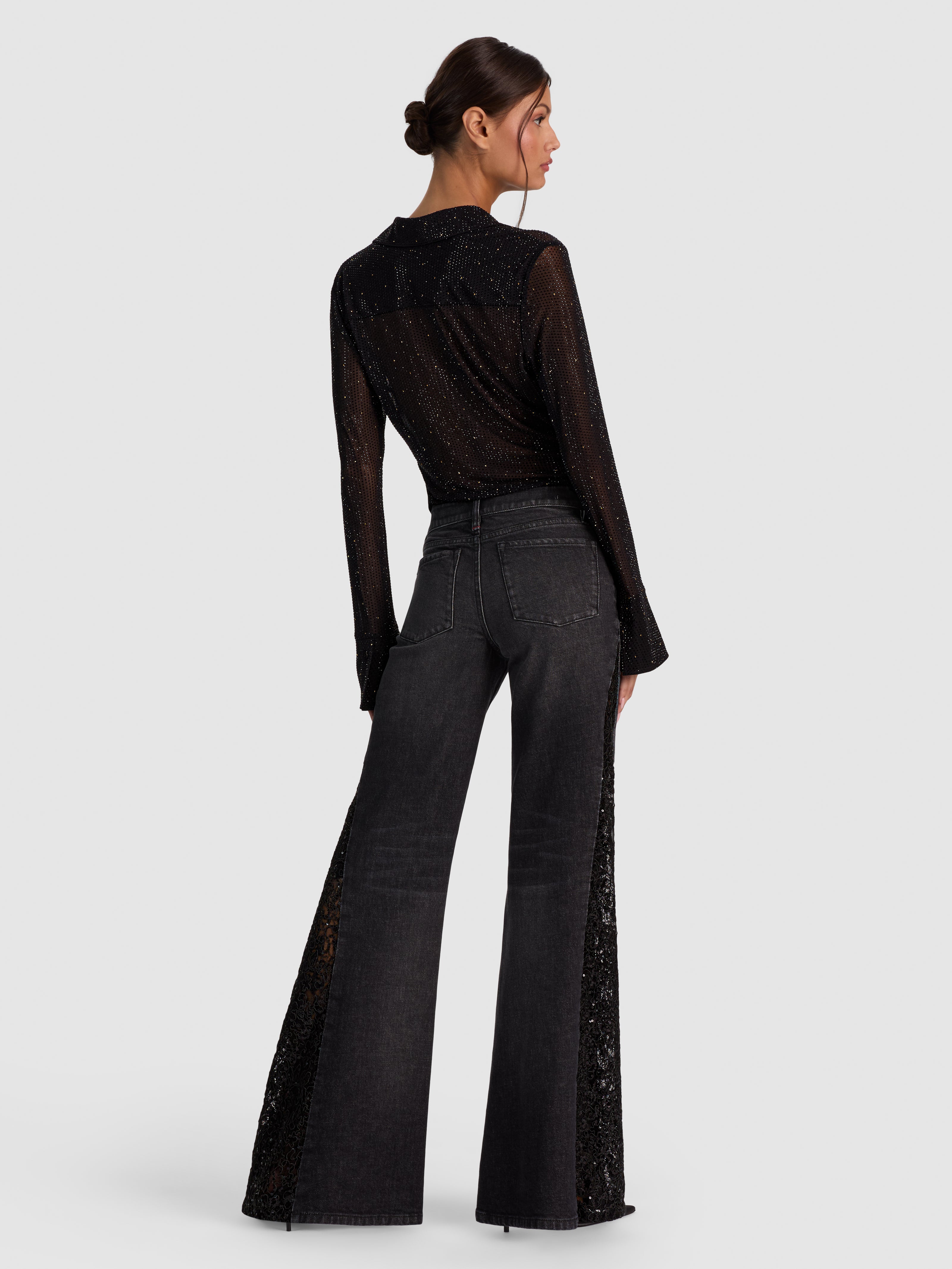 JEANS SIRENA A ZAMPA LR CON FIANCHI IN PIZZO-ALICE + OLIVIA