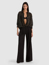 FINELY EMBELLISHED OVERSIZED UTILITY SHIRT-BLACK/GUNMETAL-ALICE + OLIVIA