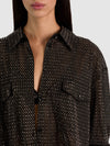 FINELY EMBELLISHED OVERSIZED UTILITY SHIRT-BLACK/GUNMETAL-ALICE + OLIVIA