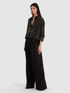 FINELY EMBELLISHED OVERSIZED UTILITY SHIRT-BLACK/GUNMETAL-ALICE + OLIVIA