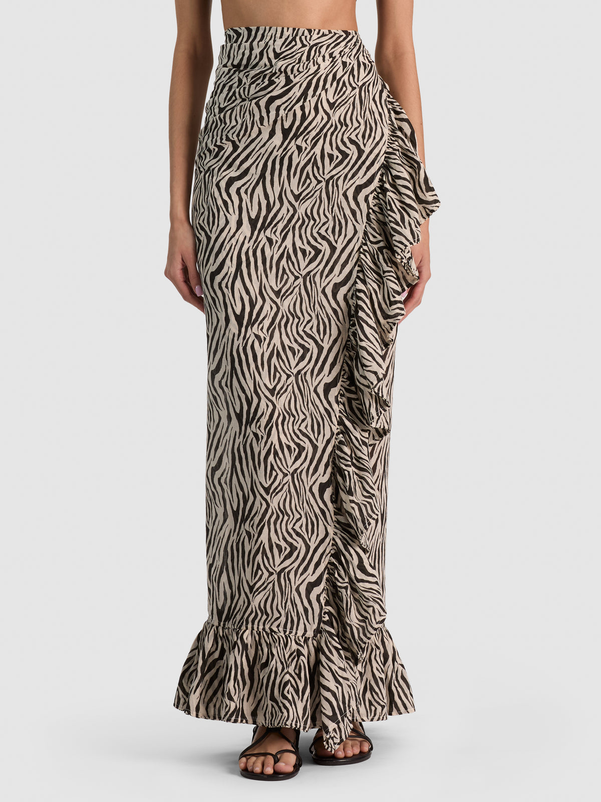 RUFFLE POWER PAREO-METRO STRIPE MIDNIGHT BLUE LG-ALICE + OLIVIA