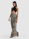 A+O X CONIGLIO PALM BEACH RUFFLE POWER PAREO-ZEBRA PRINT-ALICE + OLIVIA