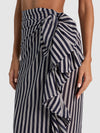 A+O X CONIGLIO PALM BEACH RUFFLE POWER PAREO-METRO STRIPE MIDNIGHT BLUE LG-ALICE + OLIVIA