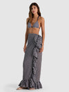 A+O X CONIGLIO PALM BEACH RUFFLE POWER PAREO-METRO STRIPE MIDNIGHT BLUE LG-ALICE + OLIVIA
