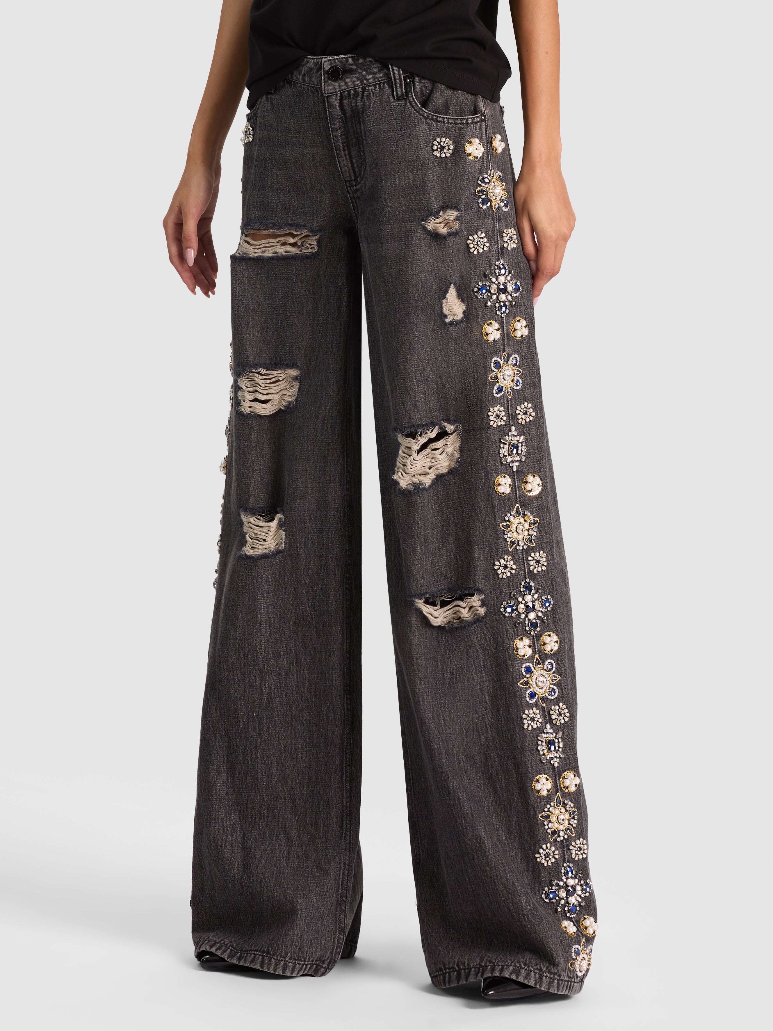 STUPENDO JEANS AMPIO LR EMBELL-ALICE + OLIVIA