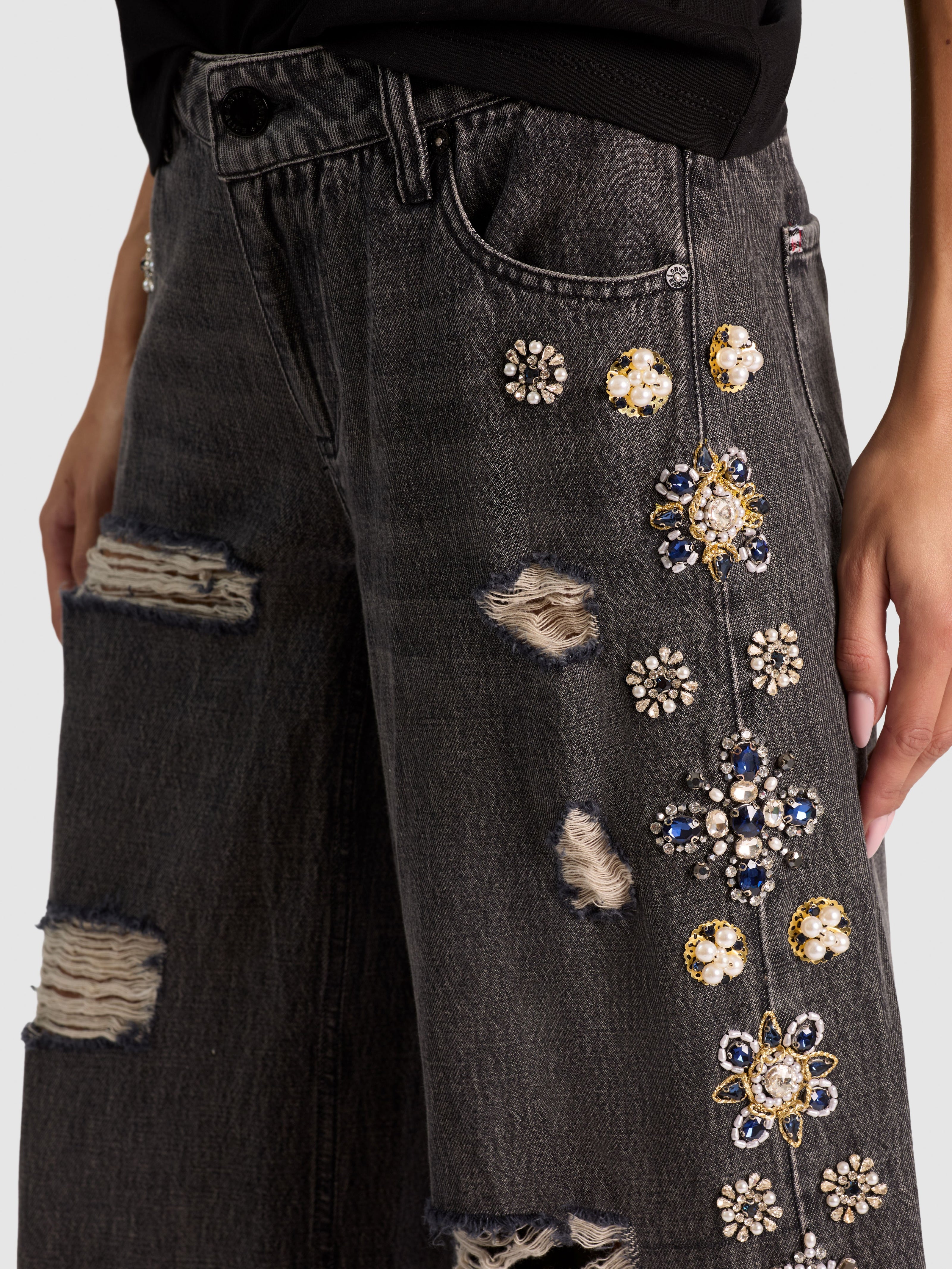 STUPENDO JEANS AMPIO LR EMBELL-ALICE + OLIVIA