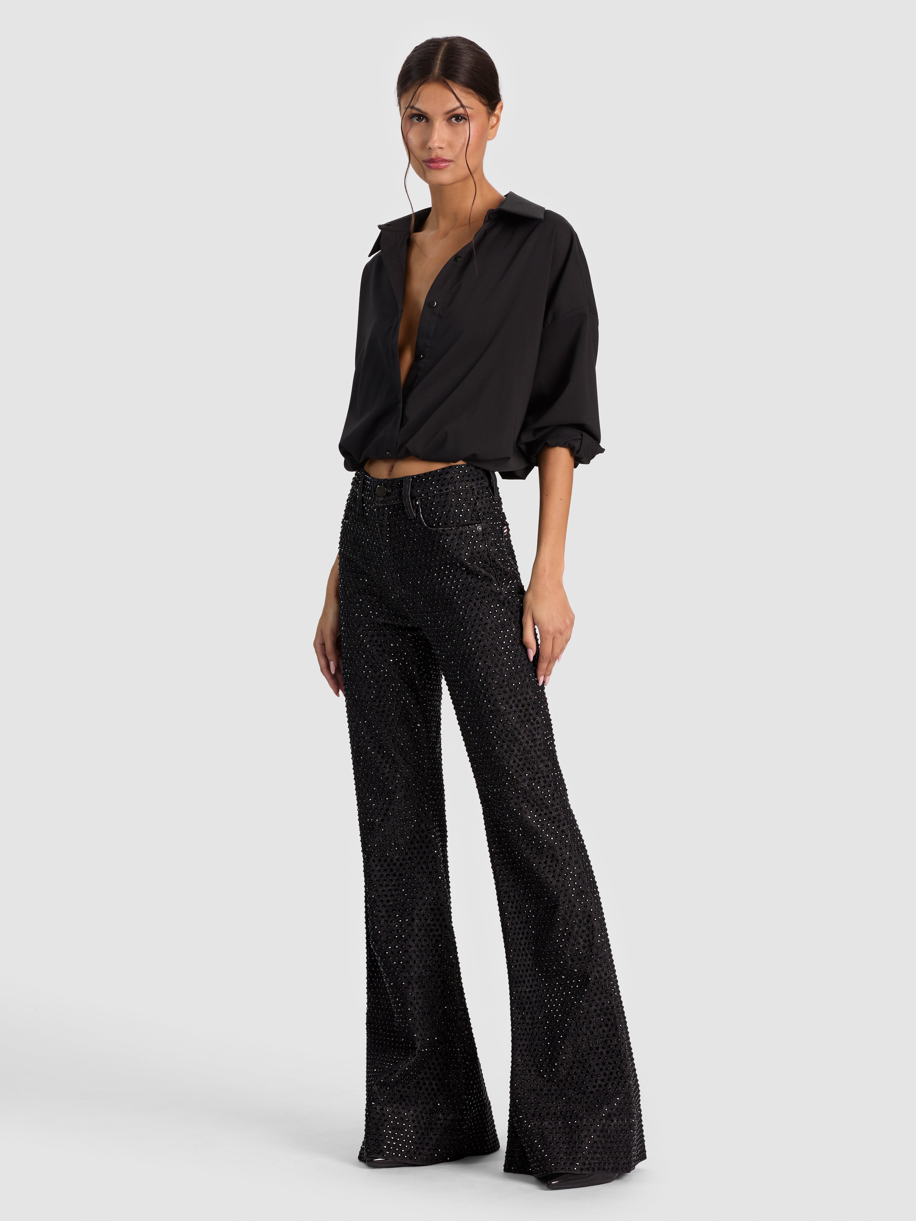 BEAUTIFUL EMBELLISHED JEAN-CLARISSA BLACK/BLACK-ALICE + OLIVIA