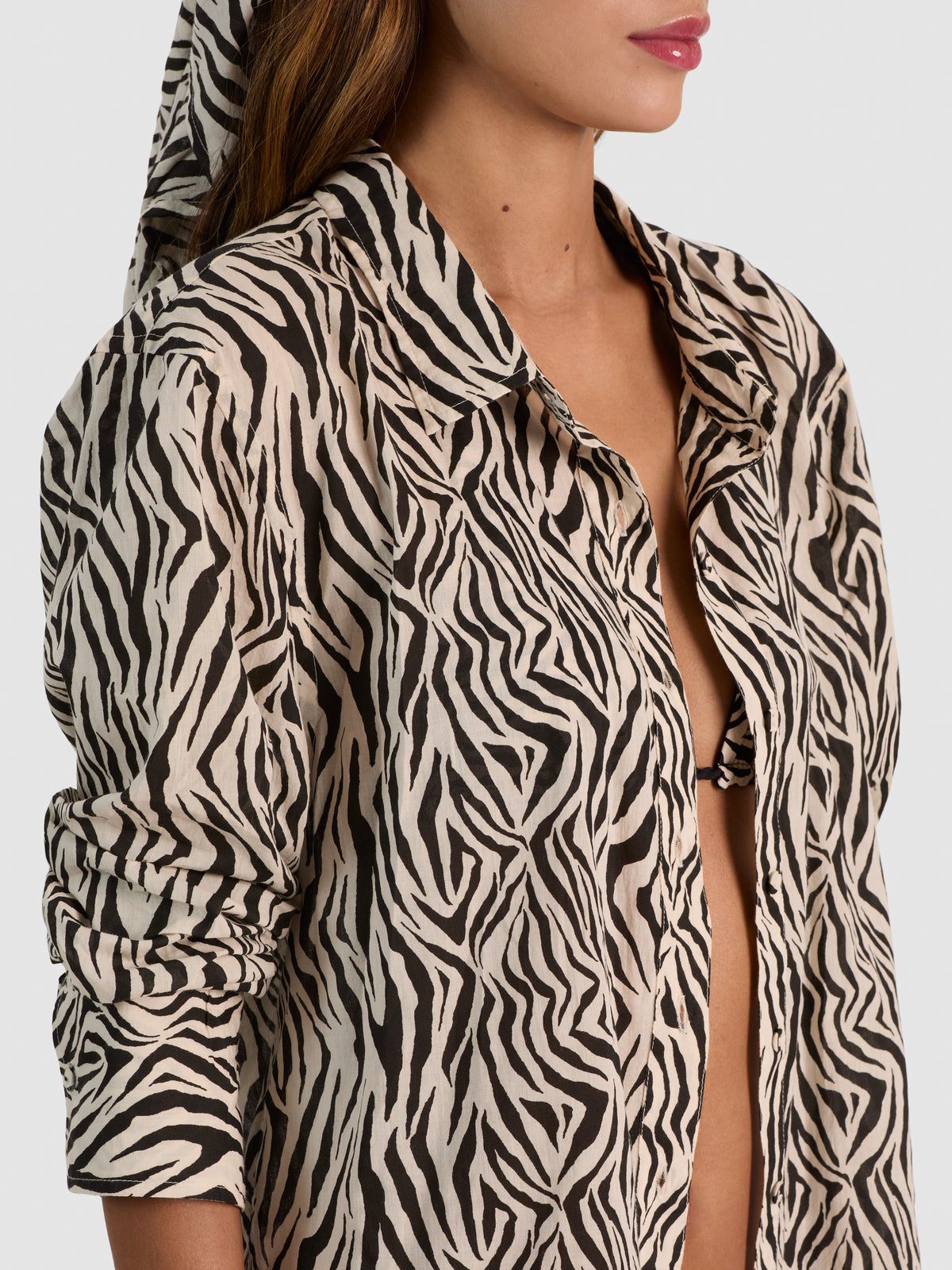 A+O X CONIGLIO PALM BEACH CLASSIC BUTTON DOWN-ZEBRA PRINT-ALICE + OLIVIA
