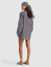 A+O X CONIGLIO PALM BEACH CLASSIC BUTTON DOWN-METRO STRIPE MIDNIGHT BLUE LG-ALICE + OLIVIA