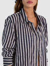 A+O X CONIGLIO PALM BEACH CLASSIC BUTTON DOWN-METRO STRIPE MIDNIGHT BLUE LG-ALICE + OLIVIA