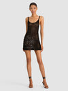 GIOIA SEQUIN CROCHET MINI DRESS-Black-ALICE + OLIVIA