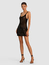 GIOIA SEQUIN CROCHET MINI DRESS-Black-ALICE + OLIVIA