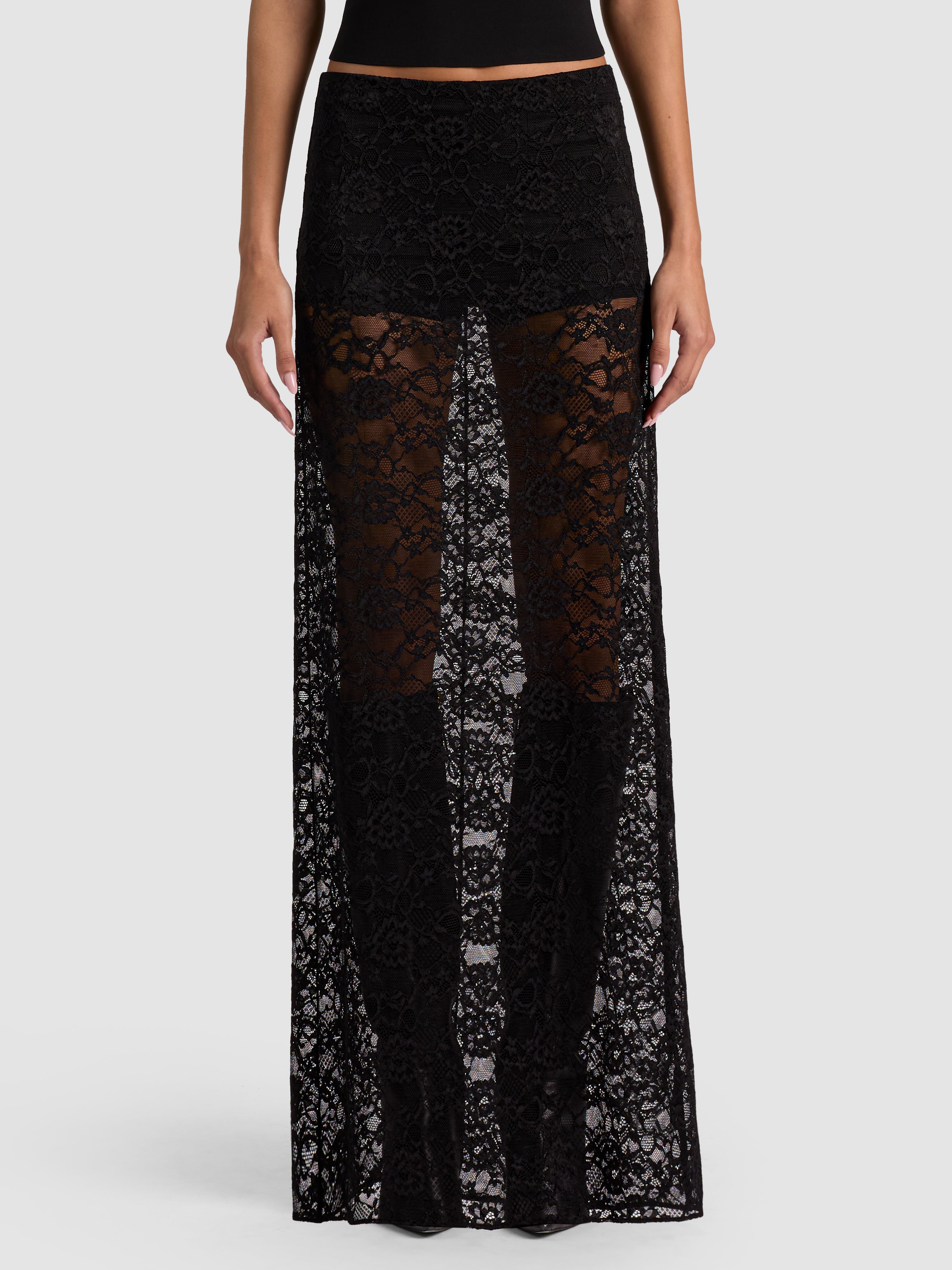 JUPE MAXI À ENFILER EN DENTELLE MAEVE LR DOUBLURE SHORTY-ALICE + OLIVIA