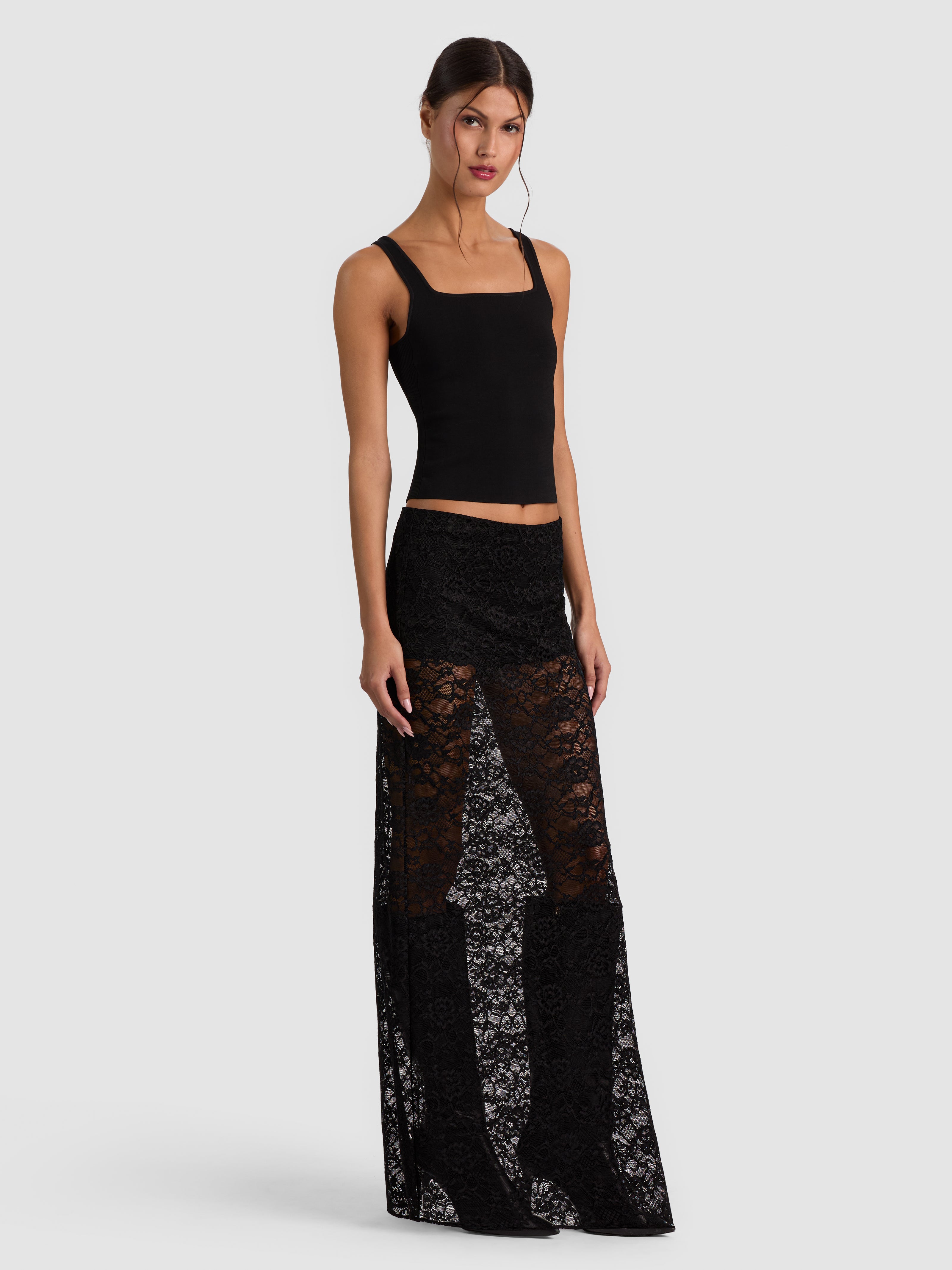 JUPE MAXI À ENFILER EN DENTELLE MAEVE LR DOUBLURE SHORTY-ALICE + OLIVIA