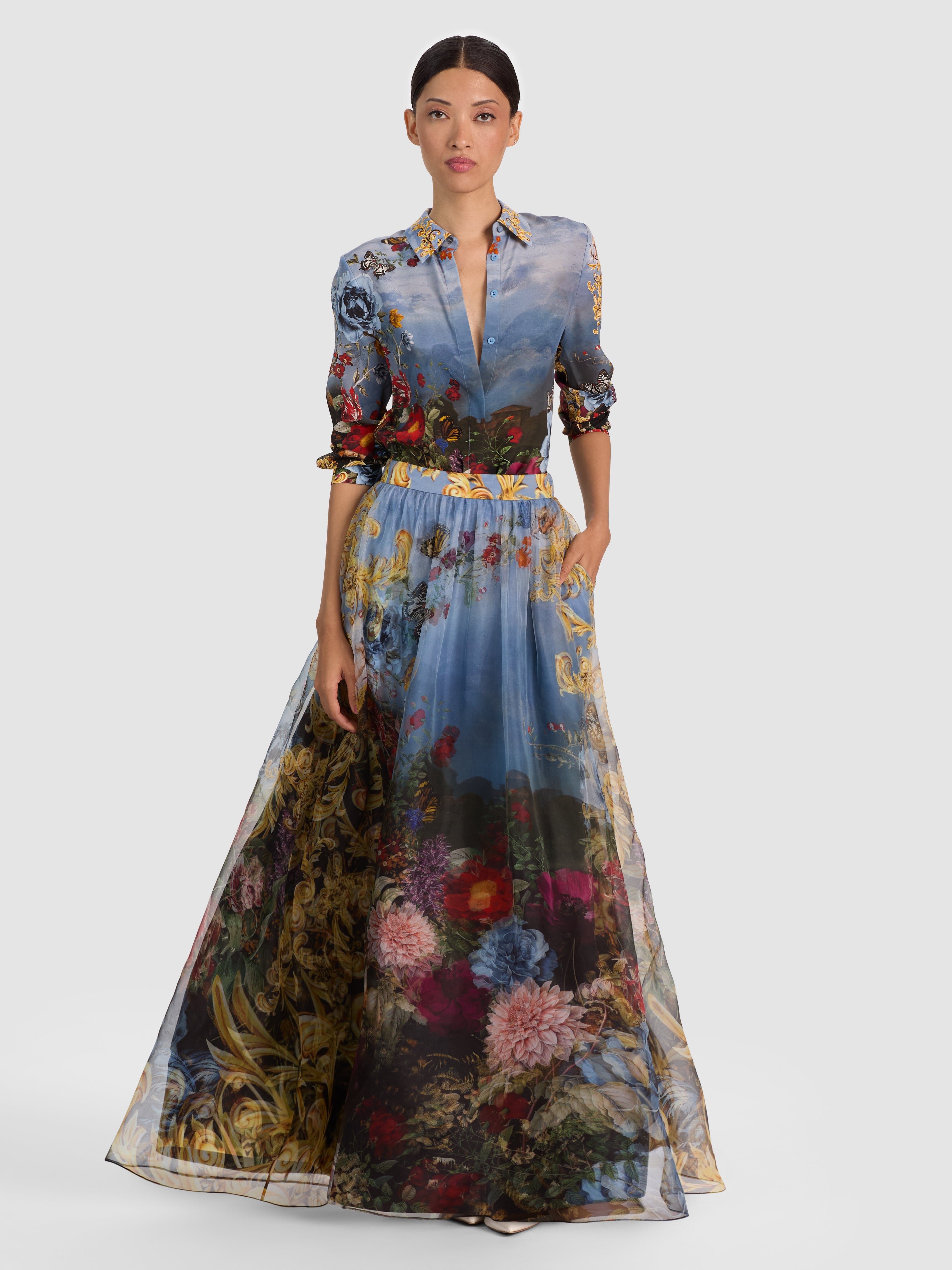 DIXIE BALLGOWN SKIRT-ALPINE DAWN-ALICE + OLIVIA