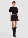 RUBI DENIM LACE TRIM MINI SKIRT-CLARISSA BLACK/BLACK-ALICE + OLIVIA