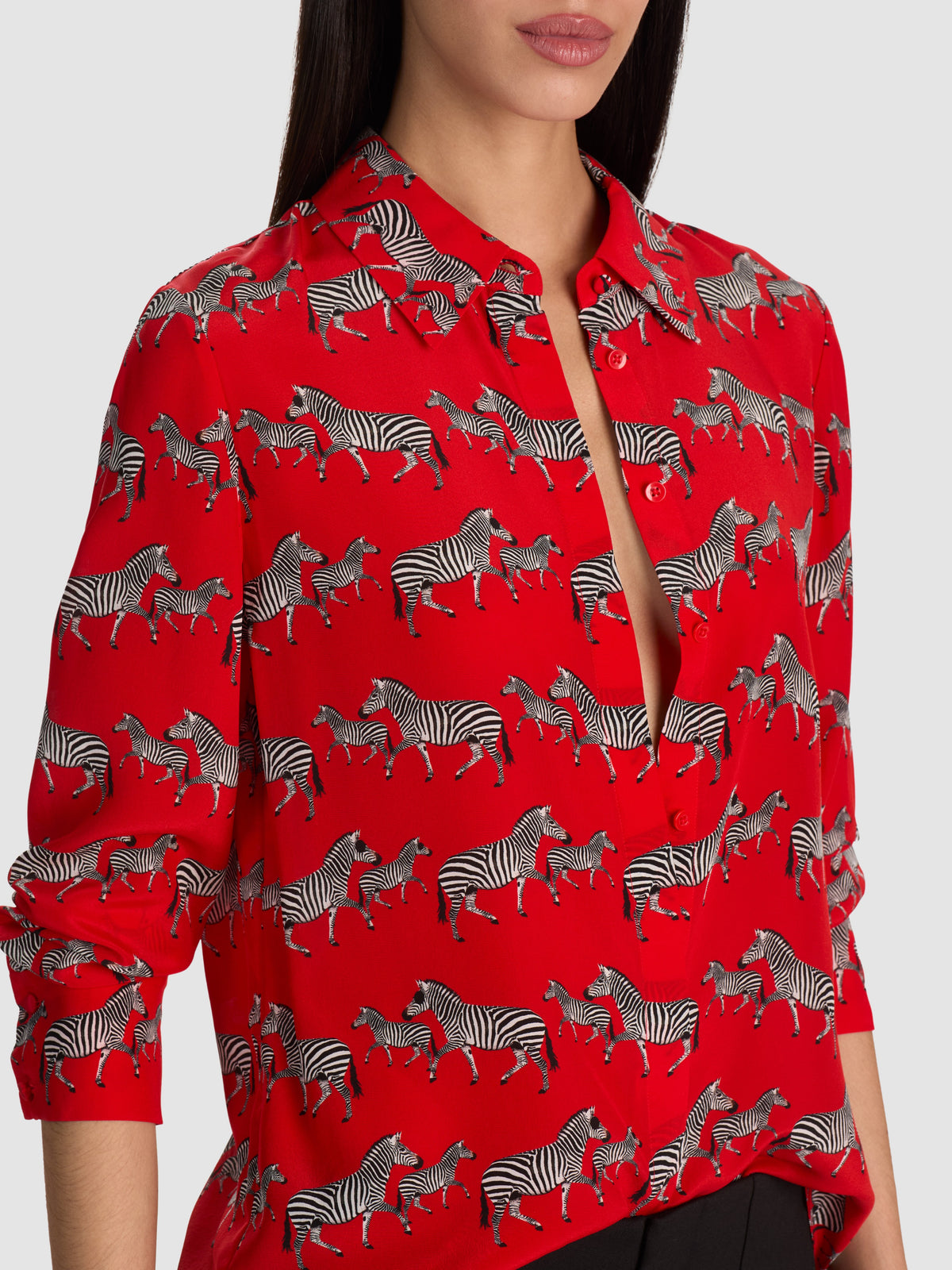 TOP WILLA PLKT-ZEBRA STRIDE CANDY APPLE-ALICE + OLIVIA