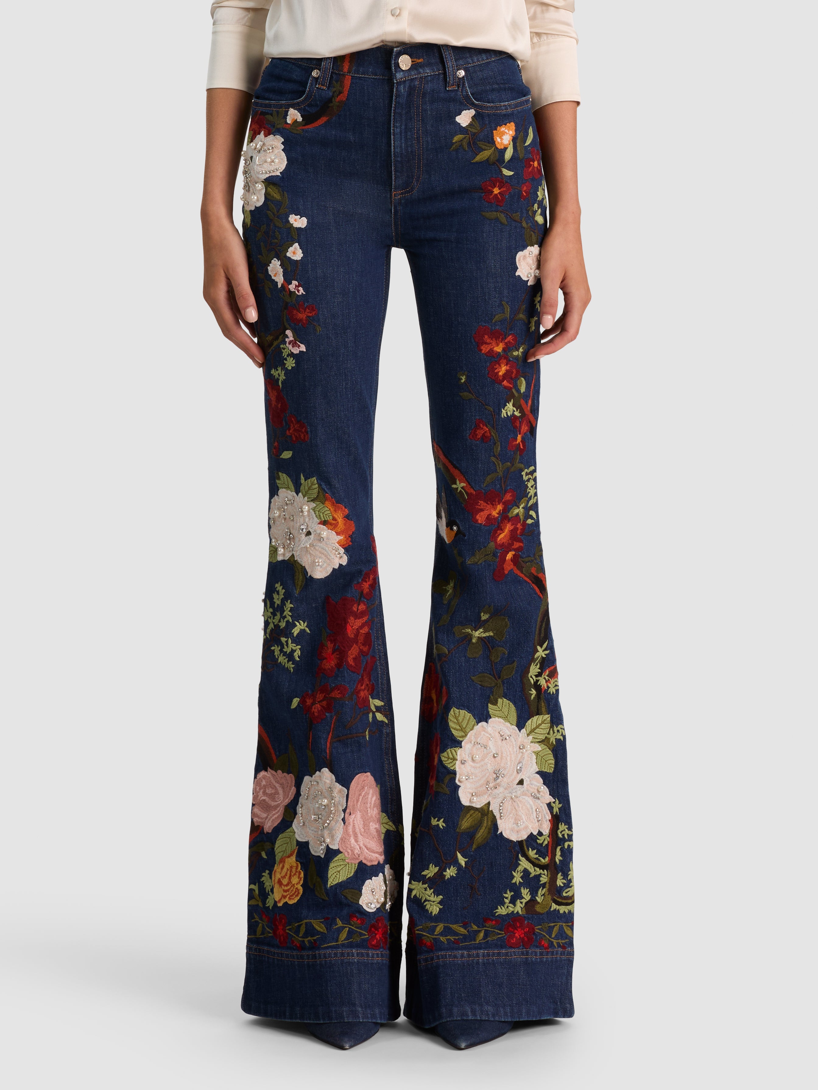 BEAUTIFUL EMBELLISHED JEAN-DARK RINSE/MULTI-ALICE + OLIVIA