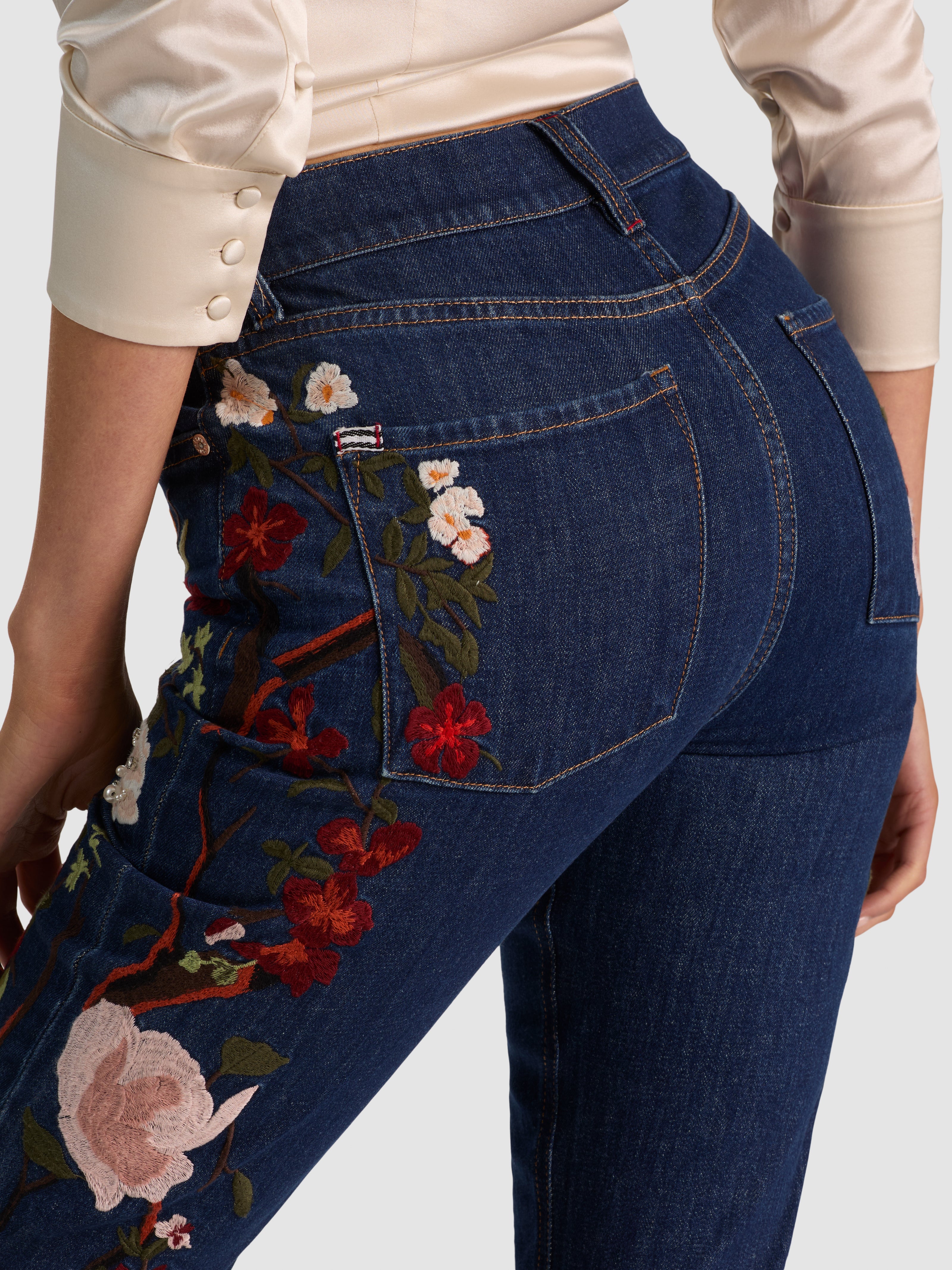 BEAUTIFUL EMBELLISHED JEAN-DARK RINSE/MULTI-ALICE + OLIVIA