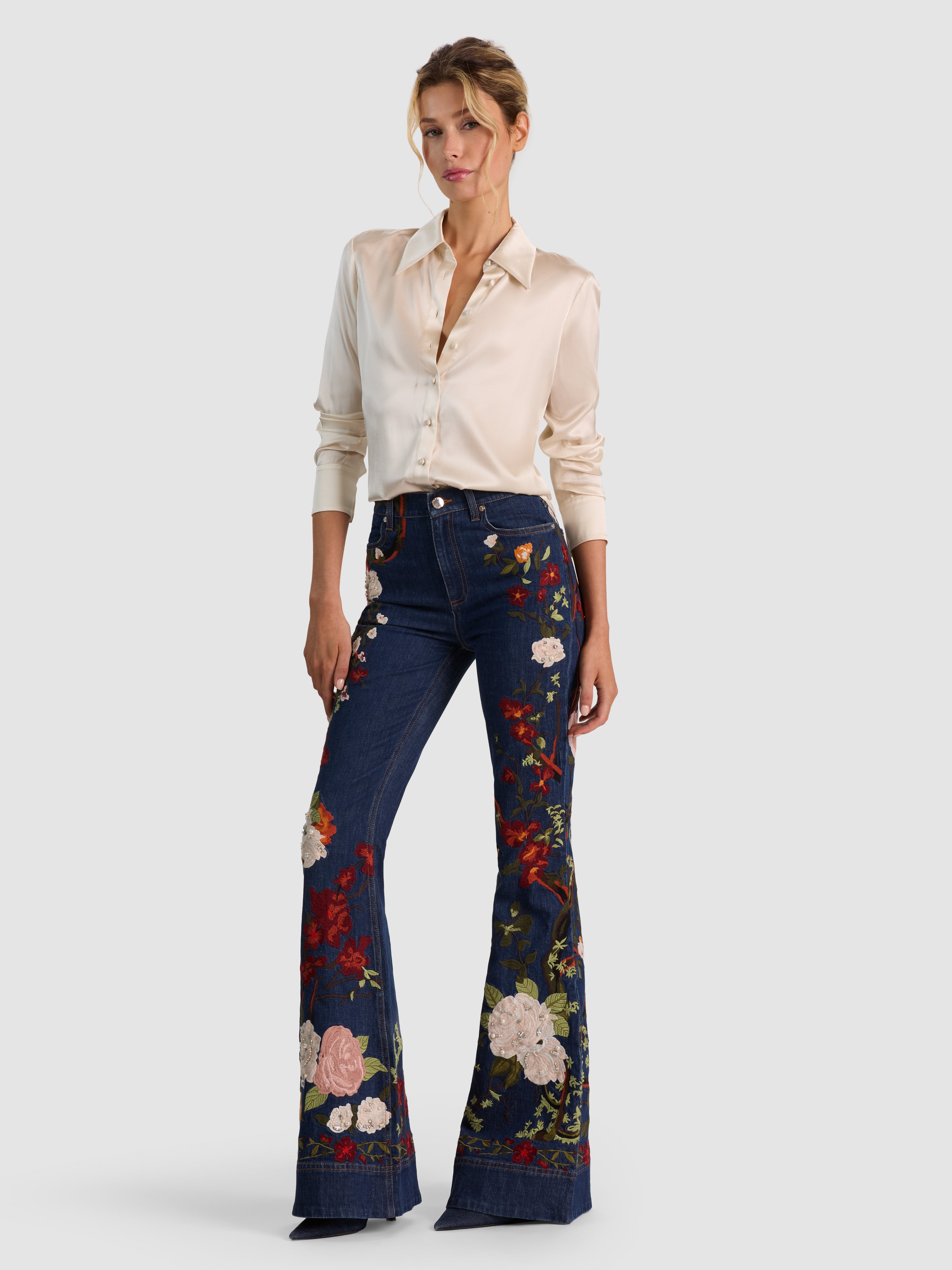 BEAUTIFUL EMBELLISHED JEAN-DARK RINSE/MULTI-ALICE + OLIVIA