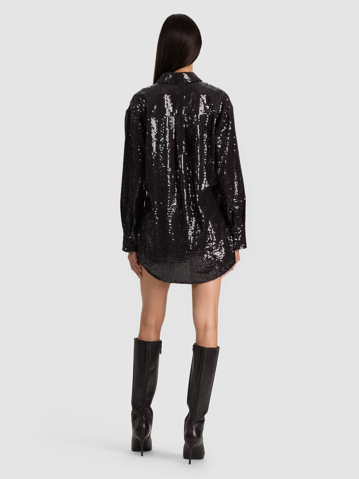 CAMICIA ABBOTTONATA DIMITRA CON PAILLETTES OVSZ HILW-Black-ALICE + OLIVIA