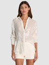 CAMICIA BOTTON-DOWN DIMITRA PAILLETTES OVSZ-OFF WHITE-ALICE + OLIVIA