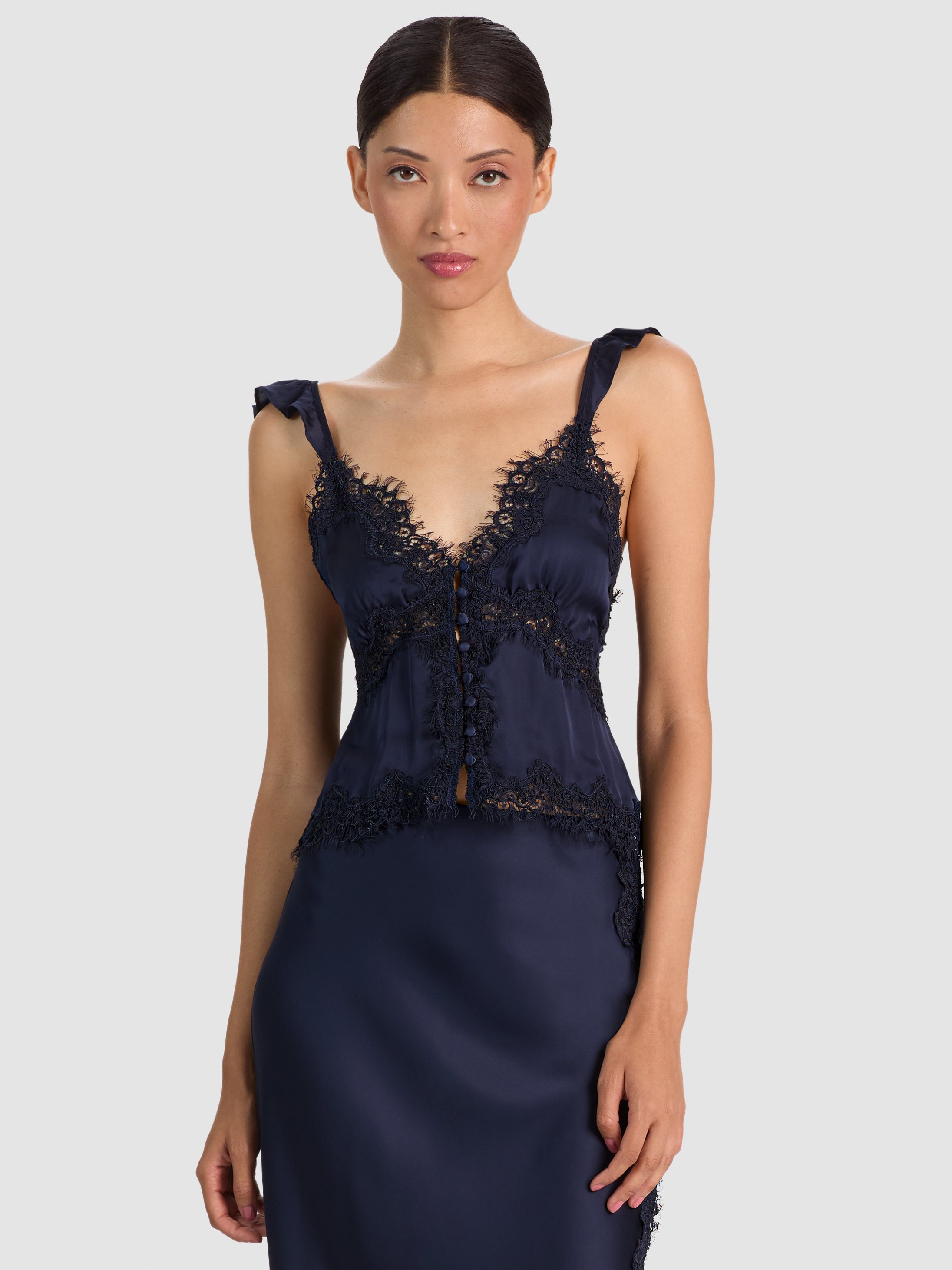 HAUT RAFAELLA AVEC DENTELLE ET MANCHES À VOLANTS-ALICE + OLIVIA