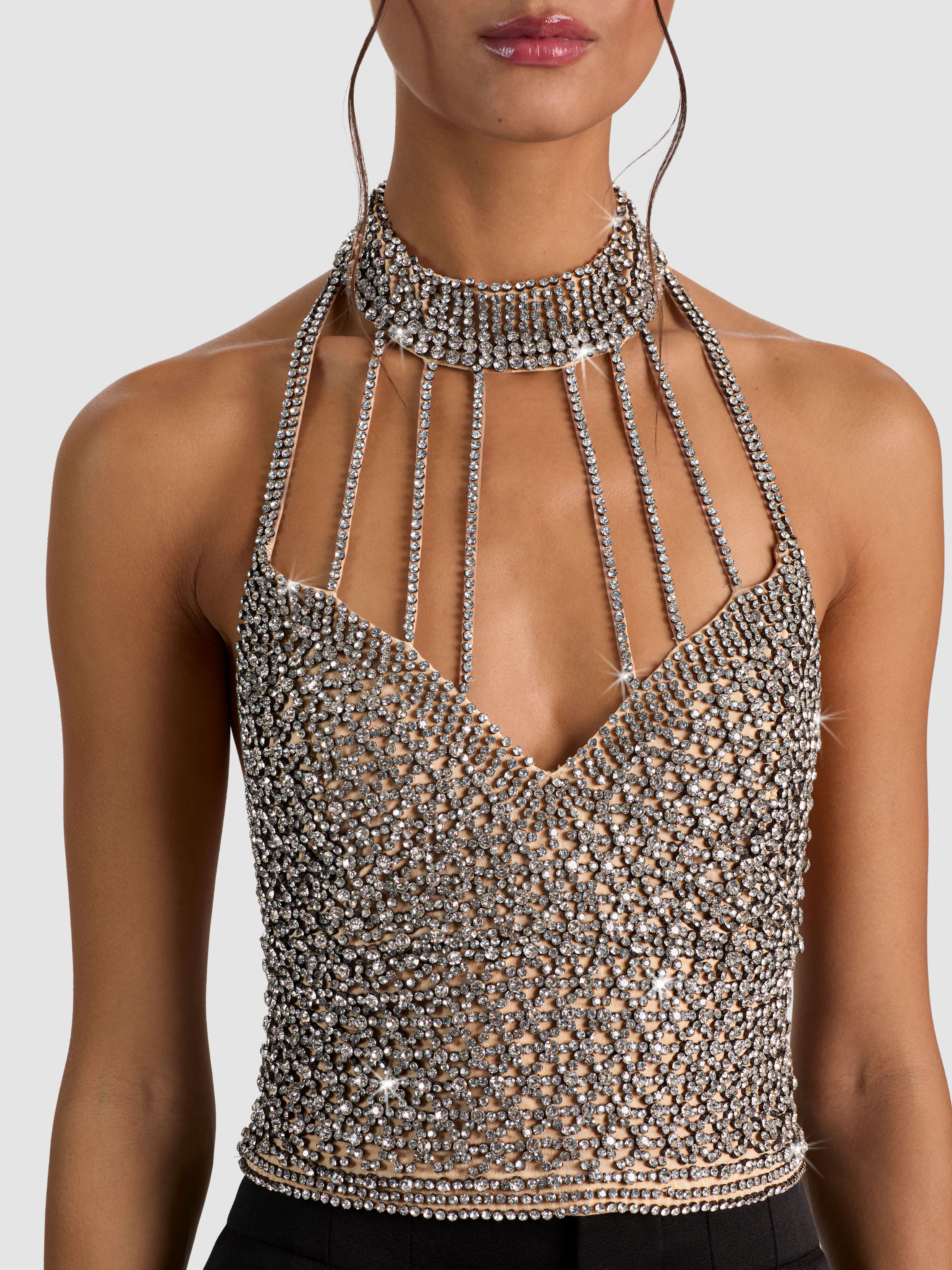 DEENA CRYSTAL TOP-ALMOND/CLEAR CRYSTAL-ALICE + OLIVIA