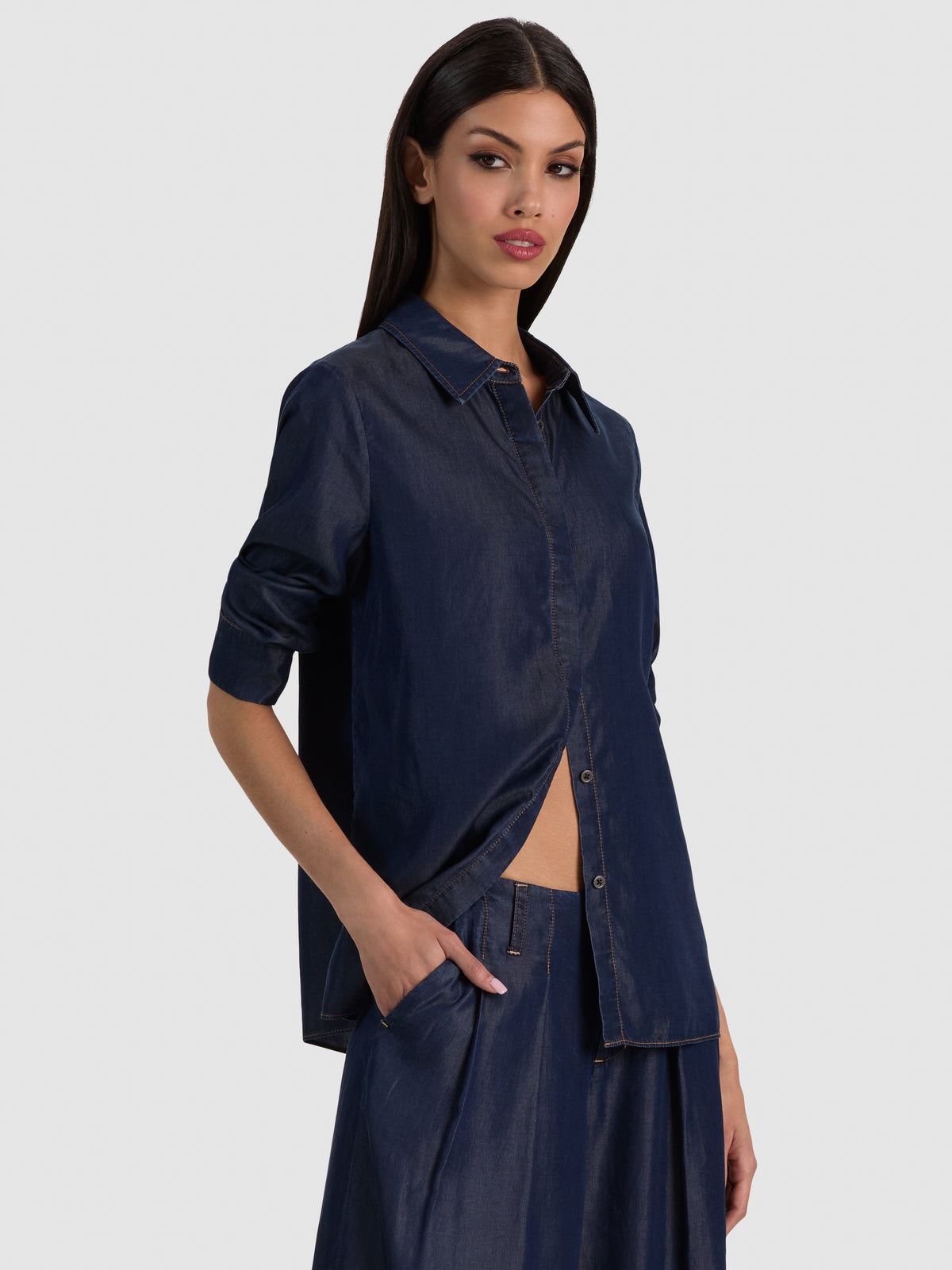 CAMICIA IN DENIM WILLA - DARK RINSE