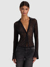 FREYA EMBELLISHED BUTTON DOWN TOP-BLACK/GOLD-ALICE + OLIVIA