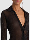 FREYA EMBELLISHED BUTTON DOWN TOP-BLACK/GOLD-ALICE + OLIVIA