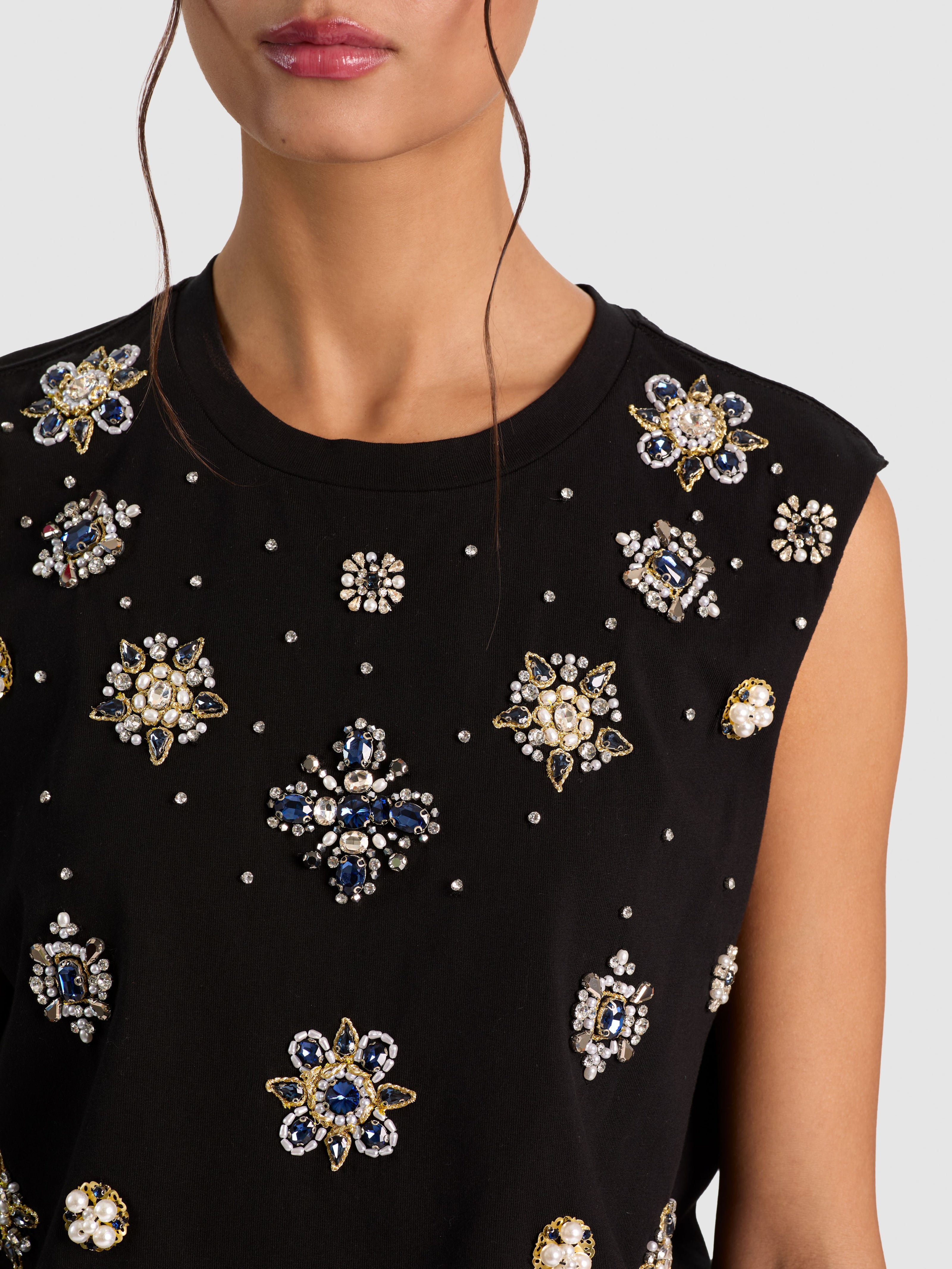 MICAH EMBELLISHED MUSCLE TEE-ALICE + OLIVIA