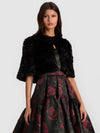 DEIRDRE FAUX FUR CAPELET-Black-ALICE + OLIVIA