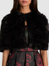 DEIRDRE FAUX FUR CAPELET-Black-ALICE + OLIVIA