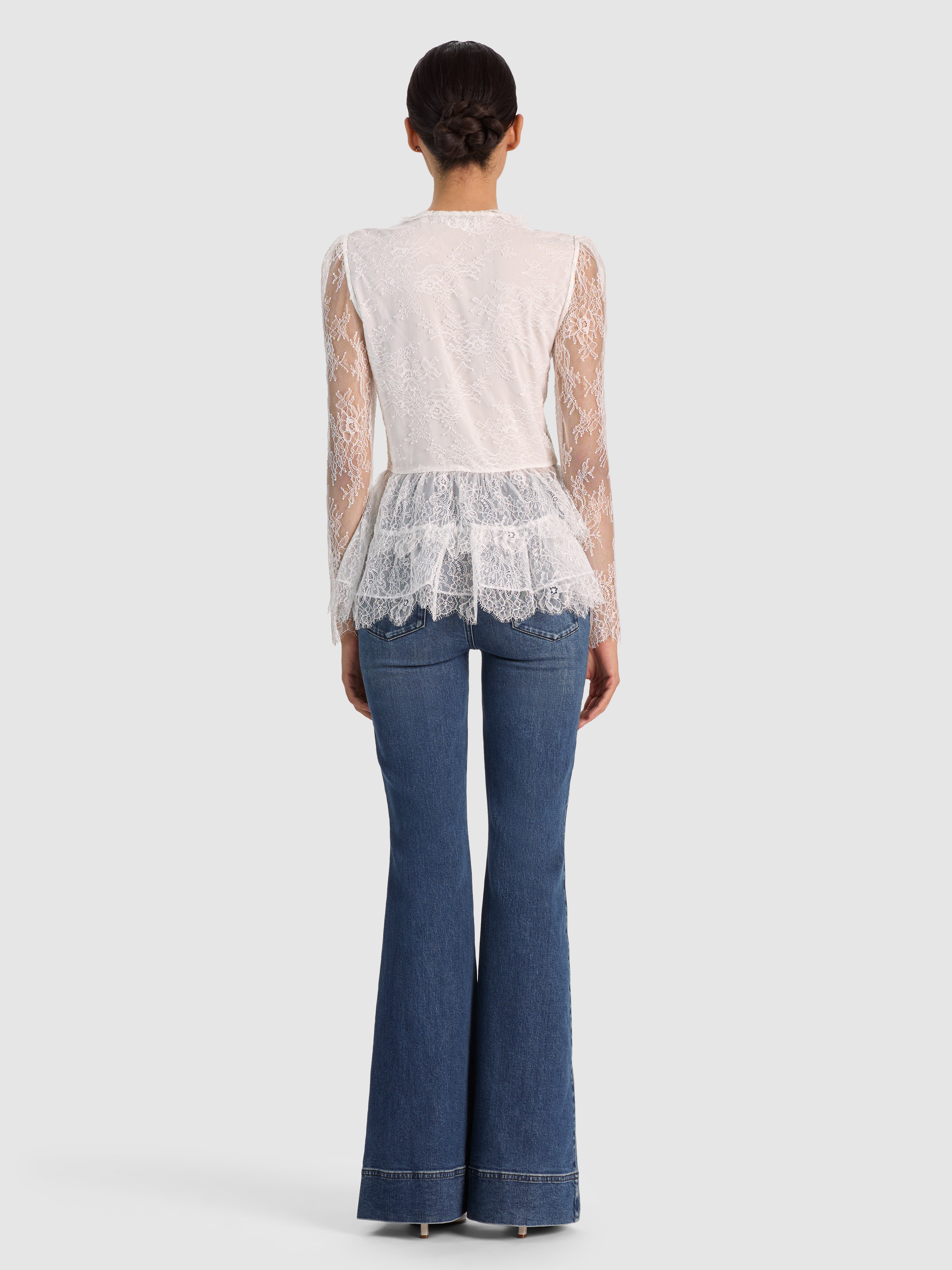 XAVIER LACE TOP in OFF WHITE | ALICE + OLIVIA