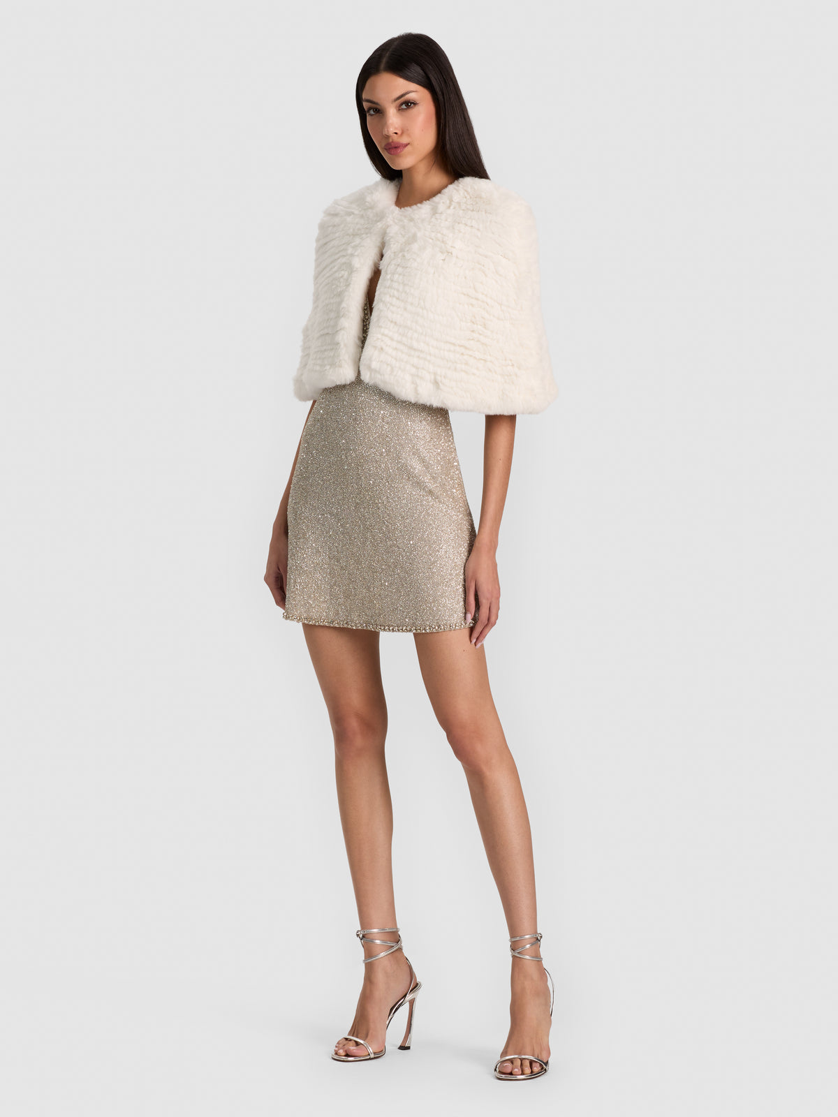 CAPPELLO A MANTELLA IN PELLICCIA SINTETICA DEIRDRE-SOFT WHITE-ALICE + OLIVIA