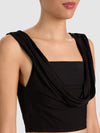 ALENA TOP CROP SENZA MANICHE CON SCOLLO DRAPPEGGIATO A CODA DI BUE-ALICE + OLIVIA