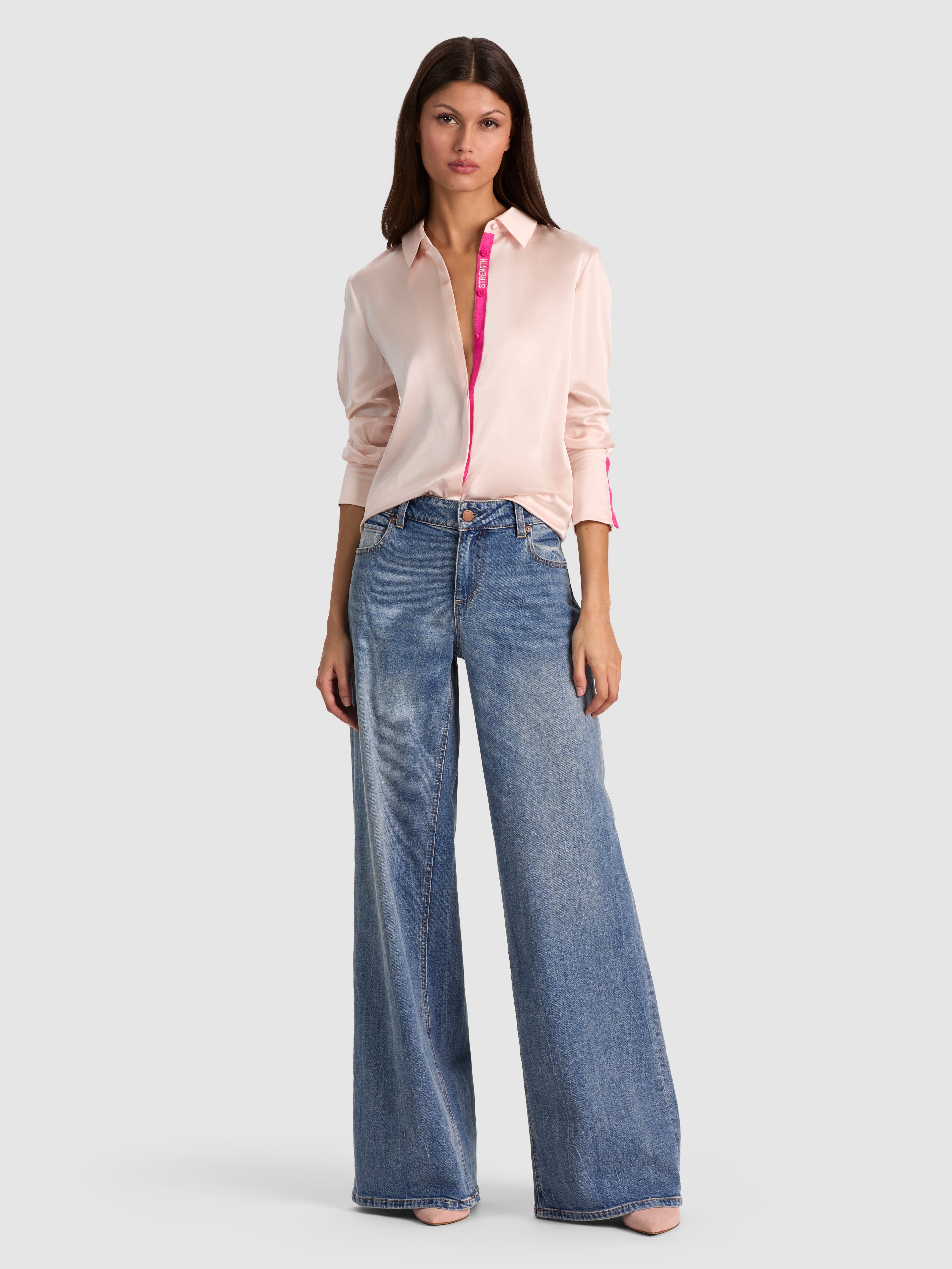WILLA SILK BLOUSE in BLUSH | ALICE + OLIVIA