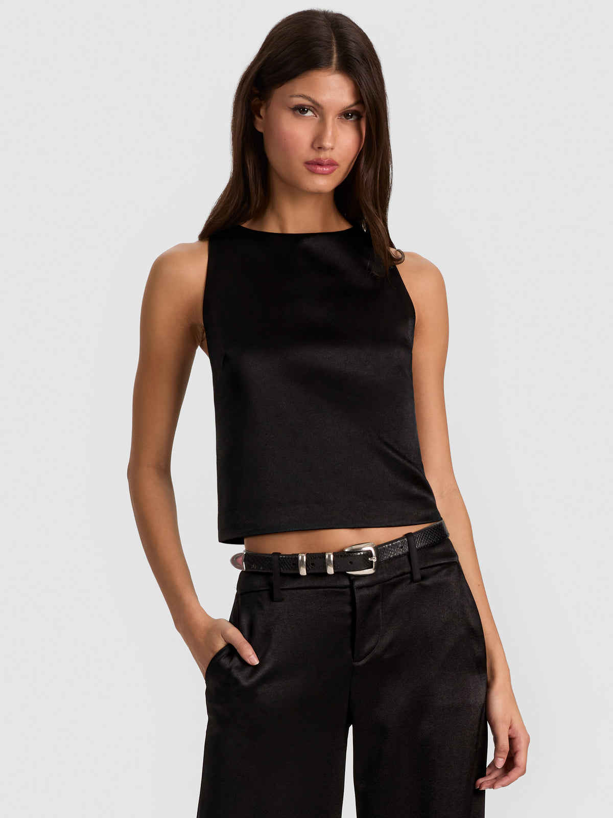 YVETTE BOAT NECK TANK - BLACK